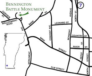 Map to Bennington Battle Monument